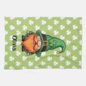 Cute St. Patrick's Day Lucky Leprechaun Gnome  キッチンタオル (横)