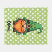 Cute St. Patrick's Day Lucky Leprechaun Gnome  フリースブランケット (正面(横))