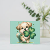 Cute St. Patrick's Day puppy ポストカード (スタンド正面)