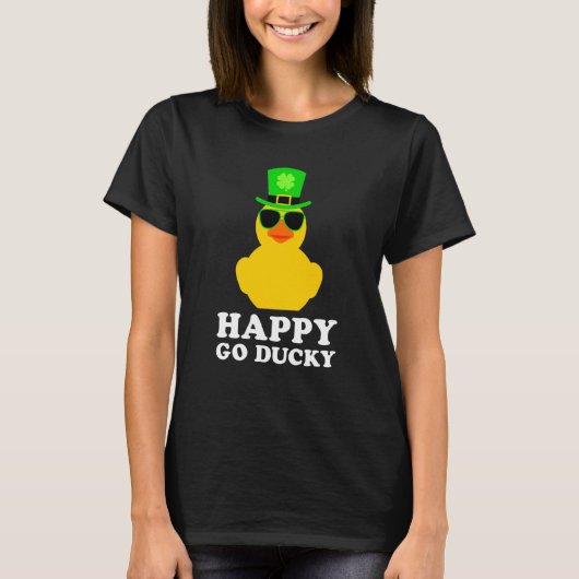 Cute St Patrick's Day Rubber Duck Sunglasses Hat P Tシャツ (正面)
