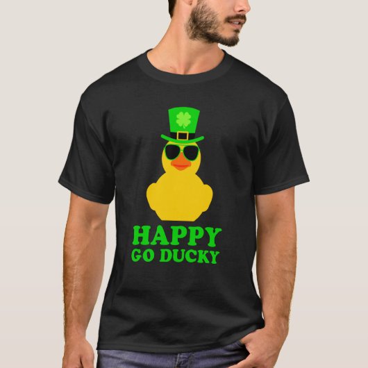 Cute St Patrick's Day Rubber Duck Sunglasses Hat P Tシャツ (正面)