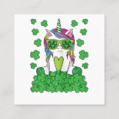 Cute St Patricks Day Unicorn Lepricorn Shamrock スクエア名刺 (裏面)