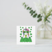 Cute St Patricks Day Unicorn Lepricorn Shamrock スクエア名刺 (スタンド正面)