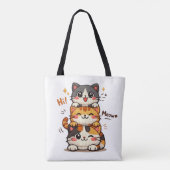 Cute Stack Cats Hi Meow トートバッグ (裏面)