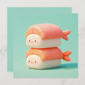 Cute Stacked 3D Clay Shrimp Nigiri Sushi Postcard (正面/裏面)