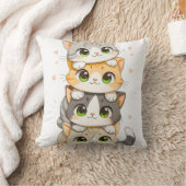 Cute Stacked Cats lllustration Adorable Cat Lovers クッション (ブランケット)