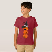 Cute Stacked Pumpkin Witch Halloween Kids' Shirt Tシャツ (正面フル)