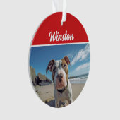 Cute Staffordshire Dog Holiday Christmas Photo オーナメント (正面)
