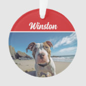Cute Staffordshire Dog Holiday Christmas Photo オーナメント (正面)