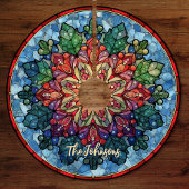 Cute stained glass mandala custom christmas ブラッシュドポリエステルツリースカート