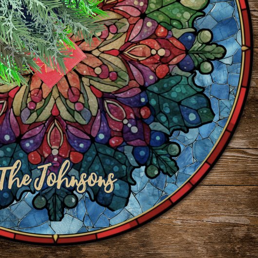 Cute stained glass mandala custom christmas ブラッシュドポリエステルツリースカート