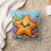 Cute Starfish Kawaii Cushion Pillow クッション (ブランケット)