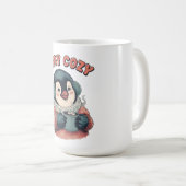 Cute Stay Cozy Penguin Drinking Hot Cocoa T-Shirt コーヒーマグカップ (正面右)