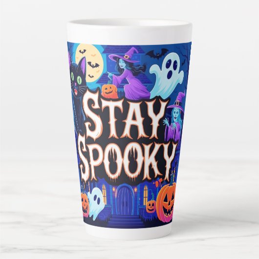 Cute stay spooky halloween カフェラテマグ (正面)