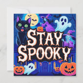 Cute stay spooky halloween 招待状 (正面)