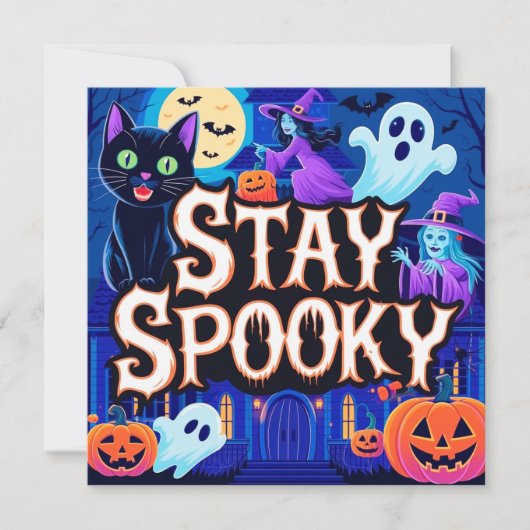 Cute stay spooky halloween 招待状 (正面)