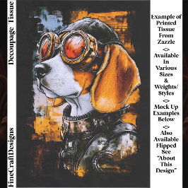 Cute Steampunk Beagle Dog Aviator EZ1L Decoupage 薄葉紙
