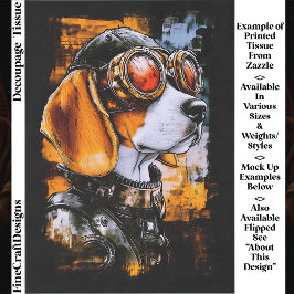 Cute Steampunk Beagle Dog Aviator EZ1R Decoupage 薄葉紙