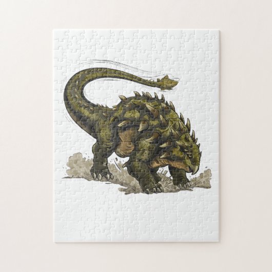 Cute Stegosaurus Dinosaur Avocado Green Kids Puzzl ジグソーパズル (縦)