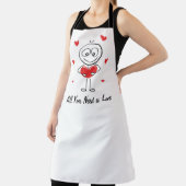 Cute Stick Figure All You Need Is Love Design エプロン (インサイチュ)