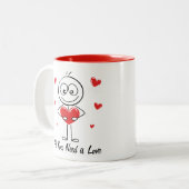 Cute Stick Figure All You Need Is Love Design ツートーンマグカップ (正面左)