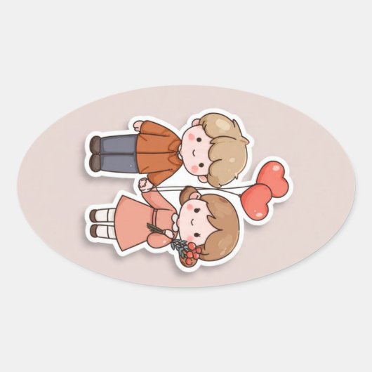 Cute sticker  楕円形シール (正面)