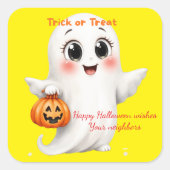 Cute sticker happy Halloween with adjustable text  スクエアシール (正面)