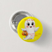 Cute sticker happy Halloween with adjustable text  缶バッジ (正面&裏面)