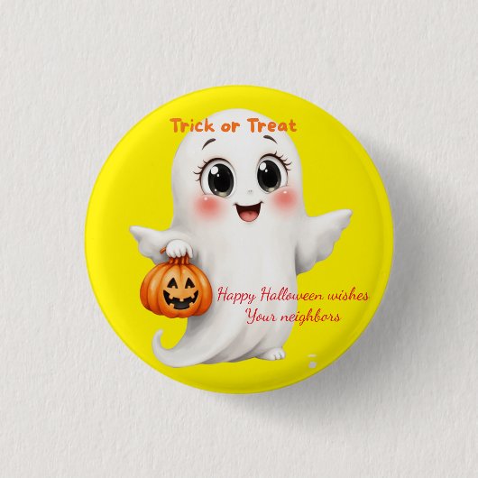 Cute sticker happy Halloween with adjustable text  缶バッジ (正面)
