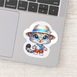 Cute Stickers Kawaii Snow Leopard Summer Travel シール