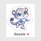 Cute Stickers Snow Leopard Big Cat Anime Sport  シール (シート)