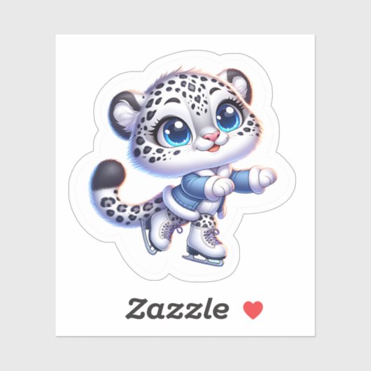 Cute Stickers Snow Leopard Big Cat Anime Sport  シール (シート)