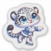 Cute Stickers Snow Leopard Big Cat Anime Sport  シール (正面)