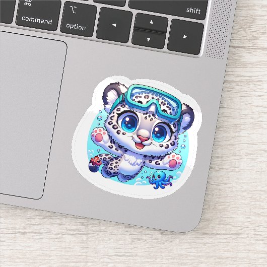 Cute Stickers Snow Leopard Kawaii Sport Diving シール (詳細)