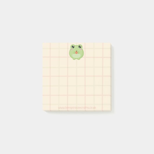 Cute Sticky notes with a frog with an apple ポストイット (正面)