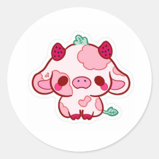 cute stiker cow ラウンドシール
