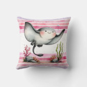 Cute Stingray Underwater Kids’ Beach Design クッション (裏面)