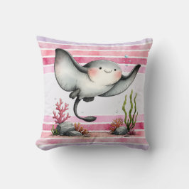 Cute Stingray Underwater Kids’ Beach Design クッション