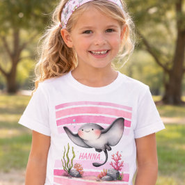 Cute Stingray Underwater Kids’ Beach Design Tシャツ