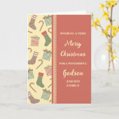 Cute Stockings Godson & Family Merry Christmas カード (黄色い花)