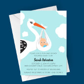 Cute Stork Baby Shower Invitation 招待状