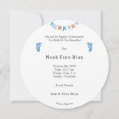 Cute Stork Bird With Balloons Blue Baby Boy Card 招待状 (裏面)