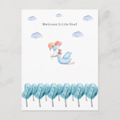 Cute Stork Flying Over The Forest Welcome New Baby ポストカード (正面)