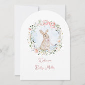 Cute Storybook Bunny Wildflower Wreath Baby Shower 招待状 (裏面)