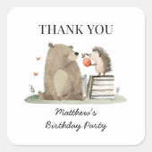 Cute Storybook Woodland Animals Birthday Thank You スクエアシール (正面)