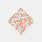 Cute Strawberries Paper Napkins スタンダードカクテルナプキン (角)
