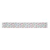 Cute Strawberries & Strawberry Flower Pattern Blue サテンリボン (正面)
