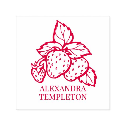 Cute Strawberries with Leaves Name セルフインキングスタンプ (デザイン)