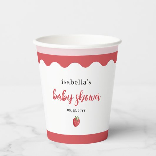 Cute Strawberry Baby Shower 紙コップ (正面)
