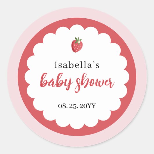 Cute Strawberry Baby Shower Favor ラウンドシール (正面)